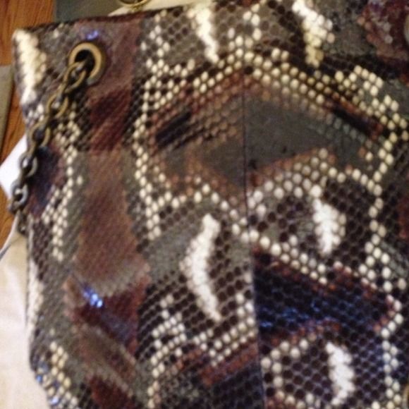 LANVIN Happy MM Printed Python Flap Chain Link NWT - Picture 4 of 4